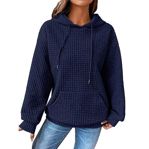 Generisch Lieferung Ohne Bestellung Hoodie Damen Kapuzenpullover Waffel Pullover Mit Taschen Kordelzug Sweatshirt Einfarbig Langarmshirt Lässig Oberteile Kapuze Pulli Winter Warehouse Deals Angebote von Generisch