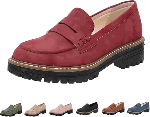 Generisch Loafer Damen,Mokassins Damen,Business Schuhe,Damenschuhe Elegant Und Bequem,Loafer mit Plateau aus Klassisch,Leichte Bequeme Mokassins Slippers Niedrige Faltbare Klassische Loafers von Generisch