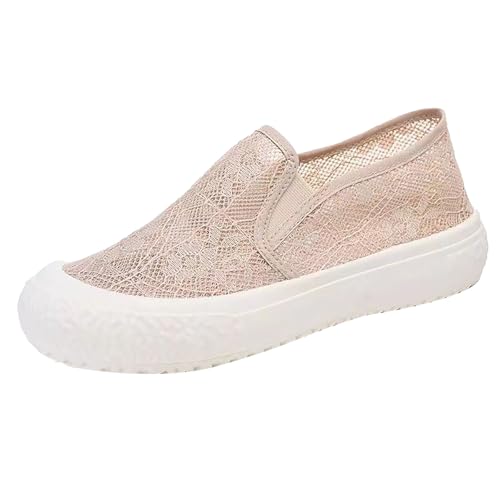 Generisch Loafer Damen Freizeitschuhe Sommer Mesh Atmungsaktiv Bequeme Sportschuhe Einfarbig Slip On Flache Weiche Sohle Dämpfung Walkingschuhe Outdoor Running Casual Sommerschuhe,35-39 Eu von Generisch