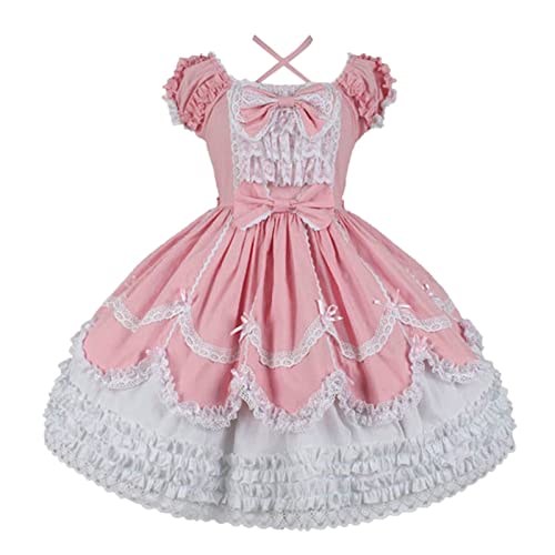 Generisch Lolita Dress Kleider Damen Sommer Kleider Mädchen Kawaii Abendkleider Prinzessin Kleider Rokoko Ballkleider Partykleid Festliche Kleider Halloween Kostüm Faschingskostüme von Generisch