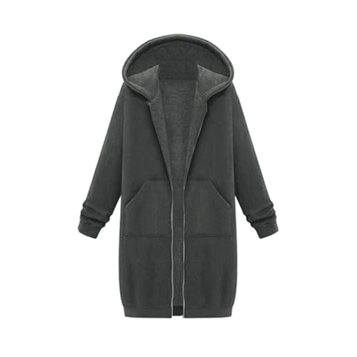 Generisch Long Sweatjacke Damen Longjacket Mit Kapuze Übergangsjacke Full Zip Kapuzenpullover Mit Tasche Sweatmantel Reißverschluss Hoodie Leichte Große Größen Sweatshirt Jacke Freizeitjacke von Generisch