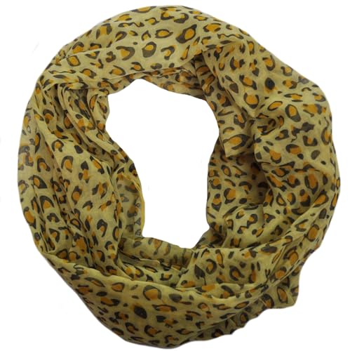Loop Schal Halstuch Schals Rundschal Schlauchschal Loopschal Tücher Damenschal Leo Leopard Muster Damen (A Leo Gelb) von Generisch