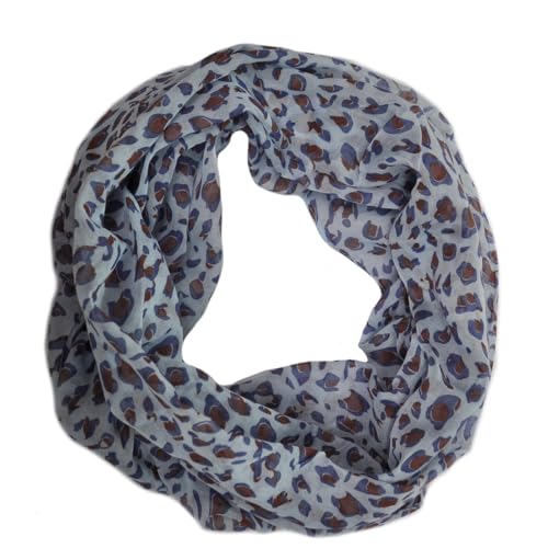 Generisch Loop Schal Halstuch Schals Rundschal Schlauchschal Loopschal Tücher Damenschal Leo Leopard Muster Damen (A Leo Hellbalu) von Generisch