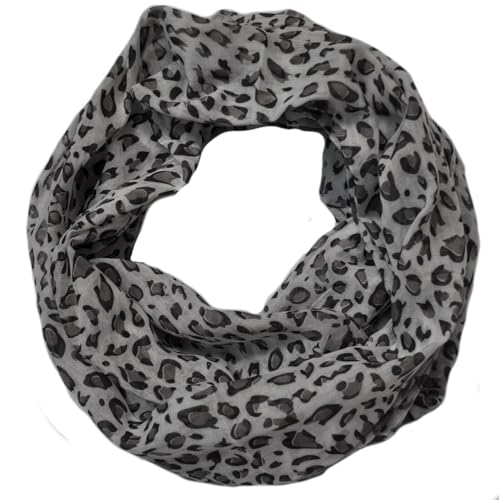 Generisch Loop Schal Halstuch Schals Rundschal Schlauchschal Loopschal Tücher Damenschal Leo Leopard Muster Damen (A Leo Weiß/Hellschwarz) von Generisch