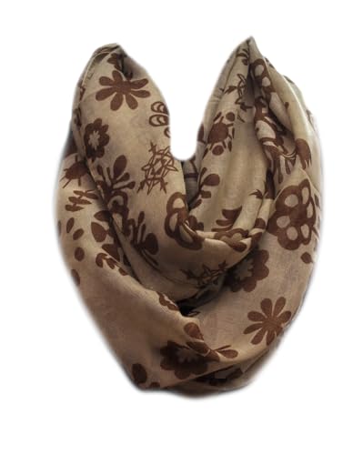 Generisch Loop Schal Loopschal Schlauchschal Rundschal Halstuch Tuch Halstücher Damenschal Blumen Tücher Damen (Braun) von Generisch