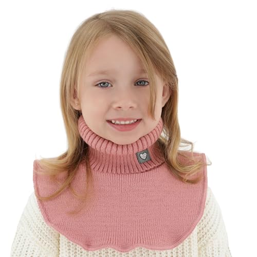 Generisch Loopschal Rollkragen Schornstein Loop Sehr Warm Pullover Kragen Winterschal Schal für Mädchen dekorativer Patch (Dunkelrosa) von Generisch