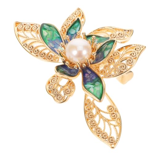 Generisch Lotus Blütenbrosche aus Metall mit funkelnden Steinen und Perlen Dekorative Anstecknadel für Braut Vielseitiger Schmuck für Hochzeit Hut Kleid und Jacke Eleganter Blumenpin für von Generisch