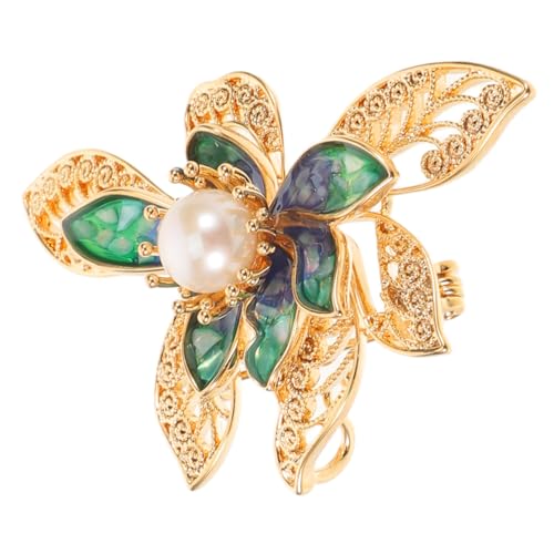 Generisch Lotus Blütenbrosche mit Künstlichen Perlen und Funkelnden Strasssteinen Dekorative Hochzeit Anstecknadel aus Metall Elegante Braut Schmuck für Damen und Brautjungfern von Generisch