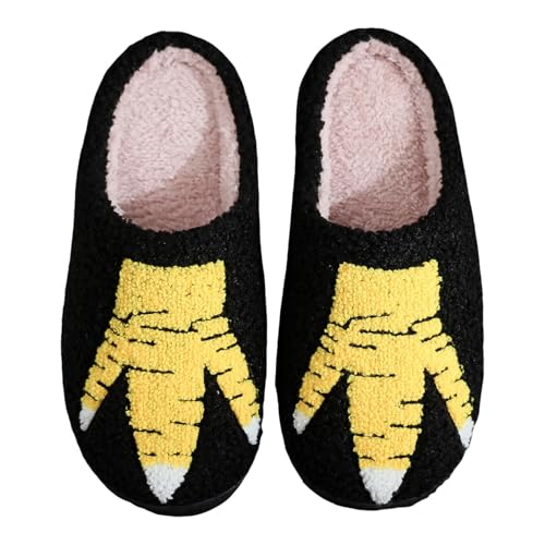 Generisch Lustige Kreative Baumwolle Hausschuhe Damen Wärmende Indoor Slipper Für Winter Komfortables Fußbett Antirutsch Sohle Trendy Design (Yellow, 45) von Generisch