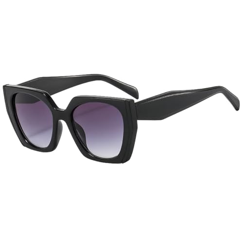 Generisch Luxury Women's Sunglasses Fashion Cat Eye Polygon Elegant Sun Glasses Ladies Vintage Eyewear UV400(Black Gray) von Generisch