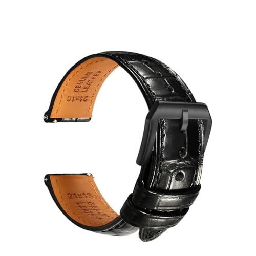 Generisch Luxus-Leder-Uhrenarmband mit Schnellverschluss, 20 mm, 21 mm, 22 mm, Zubehör, Uhrenarmbänder, Armbänder for Uhrenarmbänder(PB BlackB B,20mm) von Generisch