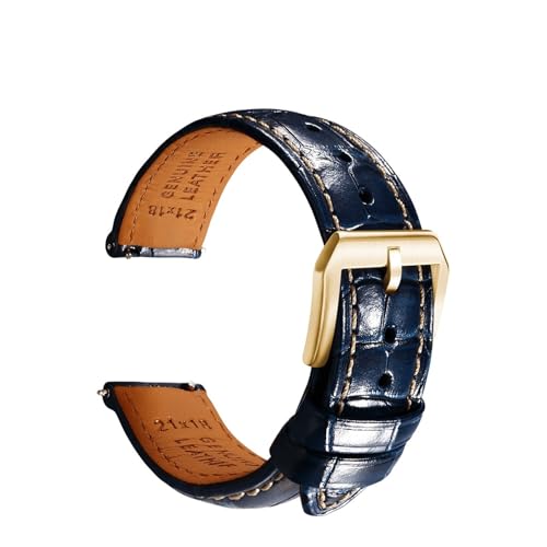 Generisch Luxus-Leder-Uhrenarmband mit Schnellverschluss, 20 mm, 21 mm, 22 mm, Zubehör, Uhrenarmbänder, Armbänder for Uhrenarmbänder(PB BlueW G,21mm) von Generisch