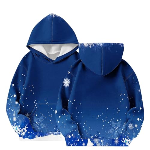 Generisch Madchen Weihnachten Hoodie Kinder Pullover Bedrucktes Klamotten Sweatshirt Weihnachtspullover Kapuzenpullover Regular Kleidung Warm Bekleidung Classic Oberteile Blau, 11 Jahre von Generisch
