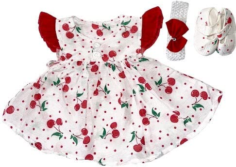 Generisch Mädchen Baby Kinder Sommerkleid 3-TLG 100% Baumwolle Kirsche 56-62 von Generisch