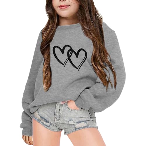 Generisch Mädchen Bedrucktes Sweatshirt Rundhals Langarm Pullover Tops mit Lustigem Druck Bequem Lässig Streetwear Leicht Kinder Sweatshirts Lose Pulli Oberteile Jungen (Grey, 13-14 Years) von Generisch