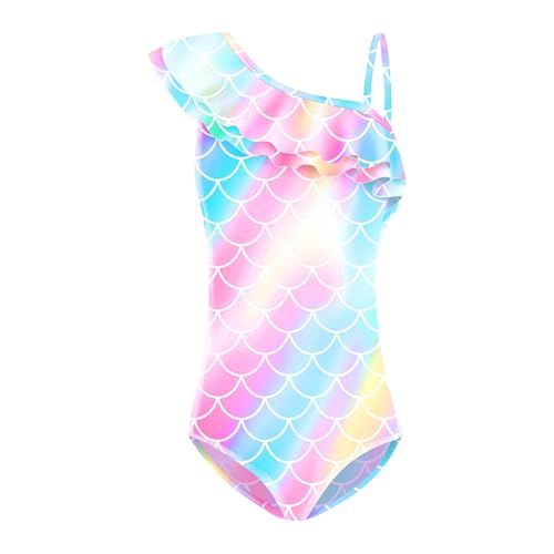 Generisch Mädchen Einteiliger Badeanzug,Strand Bademode Set Badebekleidung Einfarbiges Stretch Swimsuit Sommer Strand Einfarbig Lässig Kinder Strandbekleidung von Generisch