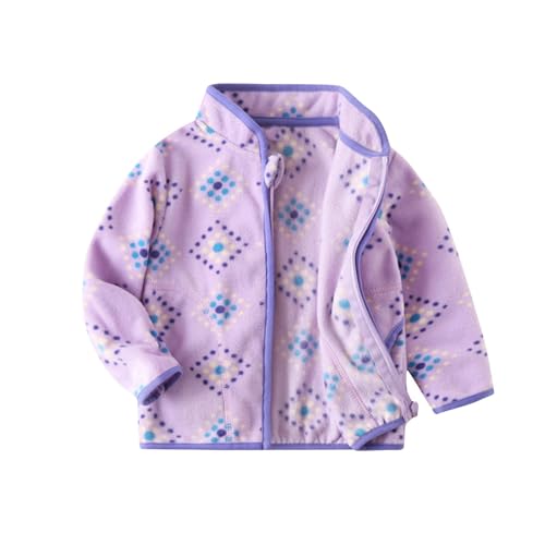 Generisch Mädchen Fleecejacke Kinder Mantel Reißverschluss Jacke Mode Klamotten Warme Loose Kleidung Classic Tops Wintermantel Winddicht Thermojacke Übergangsjacke Lila, 6 Jahre von Generisch