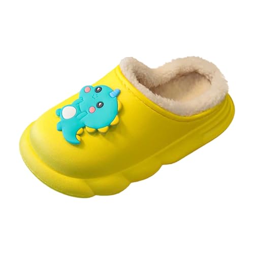 Generisch Mädchen Hausschuhe Winter Weiche Sohle Cartoon Design Bequeme Clogs Für Kleinkinder Indoor Outdoor Tragen (Yellow, 29.5 Little Child) von Generisch