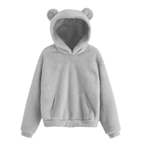 Generisch Mädchen Hoodie Kinder Oberteile Lässig Kapuzenpullover Einfarbig Kinder Pullover Winter Warm Langarm Tops Fleecejacke Freizeit Sweatshirt für Mädchen mit Taschen 02 Grau 170 von Generisch