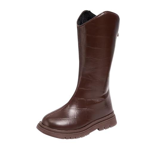 Generisch Mädchen-Mesh-Spitzenschuhe, modische Mesh-Spitzenstiefel, rutschfeste, atmungsaktive Nude-Stiefel Kinder Winterstiefel (Brown, 31) von Generisch