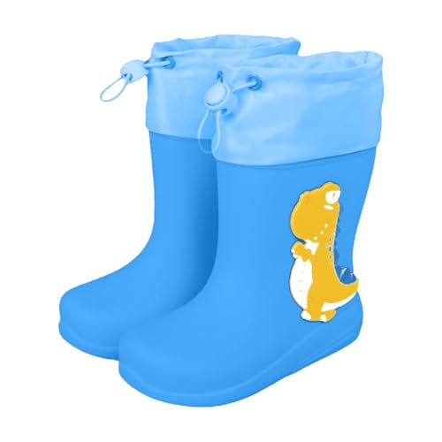 Generisch Mädchen Regenstiefel Dinosaurier Design Kinder wasserdichte Stiefel für Alltag Schule Outdoor bequem Tragen rutschfeste Sohle (Blue, 33 Big Kids) von Generisch