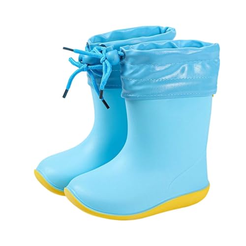 Generisch Mädchen-Regenstiefel für Kleinkinder Kinder Leichte Outdoor-Spielschuhe Bequeme Alltagsstiefel Strapazierfähige Gummistiefel (Blue, 33.5 Big Kids) von Generisch