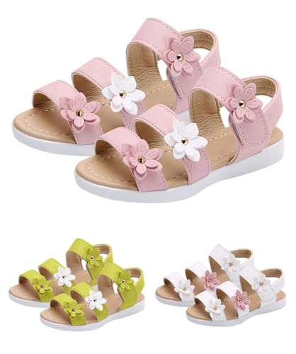 Generisch Mädchen Sandalen, Sandalen Für Mädchen, Leder Sommer Schuhe Girl Sandal Leicht Sandaletten Sommerschuhe Slide Mädchenschuhe Slingback Strandsandalen Rosa 30 von Generisch