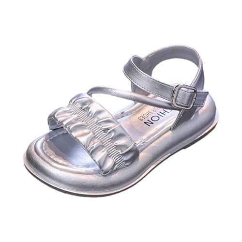 Generisch Mädchen Sandalen Leicht Atmungsaktiv Bequem Für Schule Outdoor Freizeit Sommerschuhe Kinder Mädchen 4-12 Jahre (Silver, 30 Little Child) von Generisch