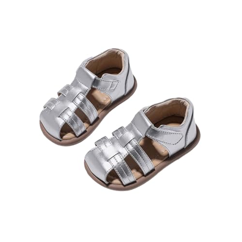 Generisch Mädchen-Sandalen mit weicher Sohle für Strand Freizeit Bequeme Sommerschuhe für Kleinkinder Babys Leicht atmungsaktiv ideal zum Spielen Spazieren 3 Monate bis 35 Jahre (Silver, 26 Toddler) von Generisch