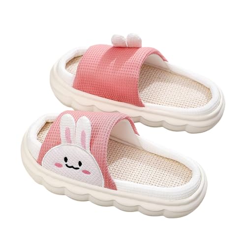 Generisch Mädchen-Slide-Hausschuhe für mit weicher Sohle atmungsaktivem Leinen bequem lässig Alltagstragekomfort (31.5 Little Child) von Generisch