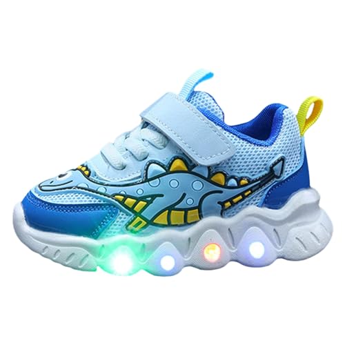 Generisch Mädchen Sneakers Kinder Leichte Sport Schuhe Atmungsaktive Mesh Dinosaurier Design Bequeme Laufschuhe für Mädchen Jungen (Blue, 22 Infant) von Generisch