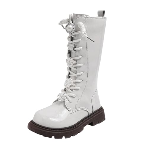 Generisch Mädchen-Stiefel Mädchen Schneestiefel Modische Flache Stiefel Oktoberfest Party Niedrige Absätze klobige Stollensohle Winter Schneeschuhe mit Reißverschluss von Generisch