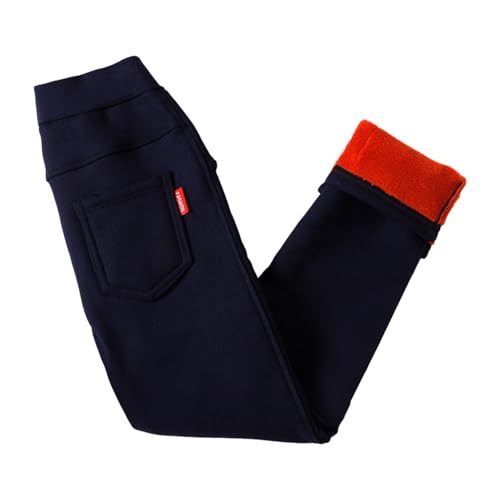 Generisch Mädchen Thermohose Winterhose Mit Taschen Thermo Leggings Thermohose Warme Kuschelhose Kinderkleidung Mädchenhose Modehose Sporthose Kleinkind (Navy, 6-7 Jahre) von Generisch