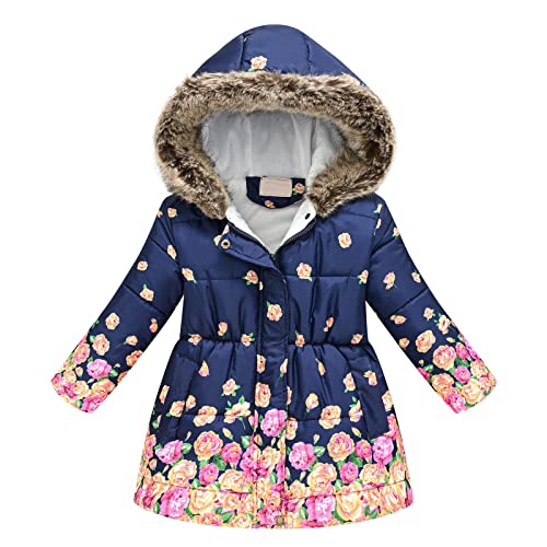 Generisch Mädchen Winterjacke Gr. 140, Daunenjacke Kinder mit Fellkapuze Jacke Dicke Steppjacke wasserdichte Winterjacke Langarm Parka Lila Wintermantel Outdoor Daunenjacke von Generisch