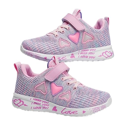 Generisch Mädchen lieben Netzschuhe Luftdurchlässige Schuhe Mädchen Prinzessin Schuhe Sportschuhe für Kinder (Rosa Doppelnetz,35) von Generisch
