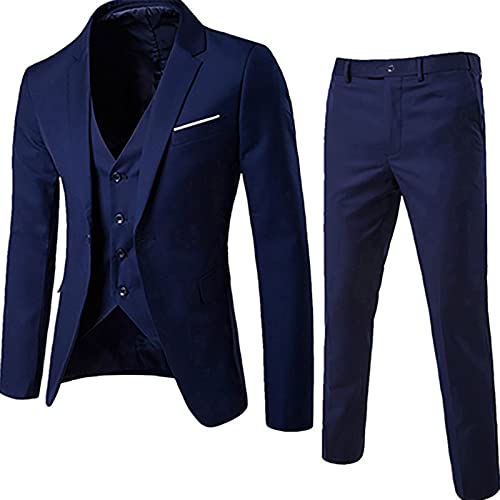 Generisch Männer Anzug Herren Elegant Hochzeit Leinenanzug Blau Sweatblazer Accessoires Weste Blauer S von Generisch