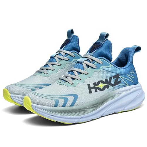 Generisch Männer Fliegengewebe Netz atmungsaktive Sport Freizeitschuhe Trend Anti-Rutschdämpfer Marathon Laufschuhe (Steinblau,36) von Generisch