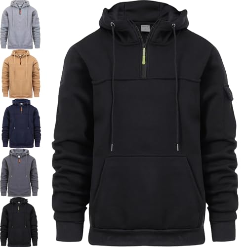 Generisch Männer Hoodie für Angst, Komfort-Kapuzenpullover für Männer, trendige Langarm-Sweatshirts, Schwarz, M von Generisch
