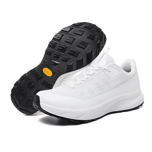 Generisch Männer Rotation Knopf Outdoor Freizeit Wanderschuhe rutschfeste Verschleißbeständige Atmung Mode Sport Bergsteigerschuhe (Band weiß,41) von Generisch