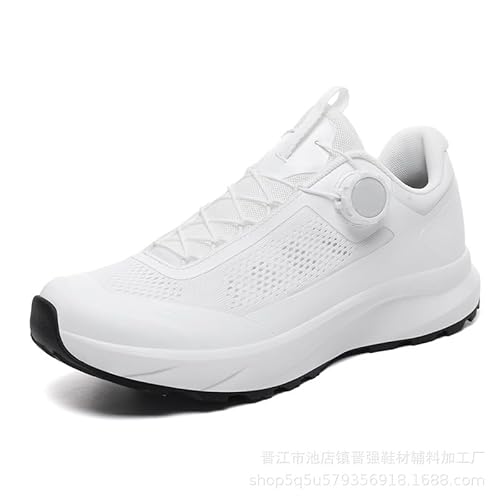 Generisch Männer Rotation Knopf Outdoor Freizeit Wanderschuhe rutschfeste Verschleißbeständige Atmung Mode Sport Bergsteigerschuhe (Weiß,42) von Generisch