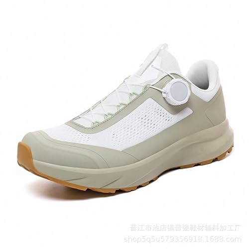 Generisch Männer Rotation Knopf Outdoor Freizeit Wanderschuhe rutschfeste Verschleißbeständige Atmung Mode Sport Bergsteigerschuhe (Weiß Grün,41) von Generisch
