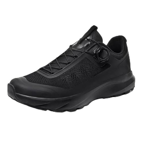 Generisch Männer Rotation Knopf Outdoor Freizeit Wanderschuhe rutschfeste Verschleißbeständige Atmung Mode Sport Bergsteigerschuhe (schwarz,41) von Generisch