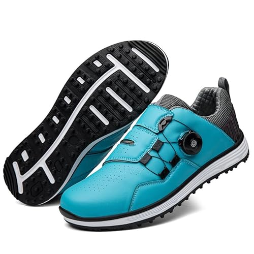 Generisch Männer Verschleißbeständigkeit Golfschuhe Drehknopf Sportschuhe Zerbrochen Nägel Rutschschutz Golfschuhe (Blau,38) von Generisch