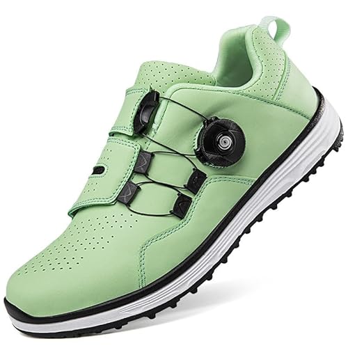 Generisch Männer Verschleißbeständigkeit Golfschuhe Drehknopf Sportschuhe Zerbrochen Nägel Rutschschutz Golfschuhe (Grün,44) von Generisch