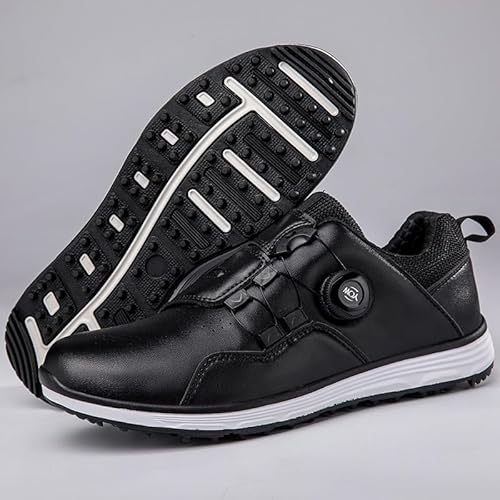 Generisch Männer Verschleißbeständigkeit Golfschuhe Drehknopf Sportschuhe Zerbrochen Nägel Rutschschutz Golfschuhe (Schwarz - X,36) von Generisch