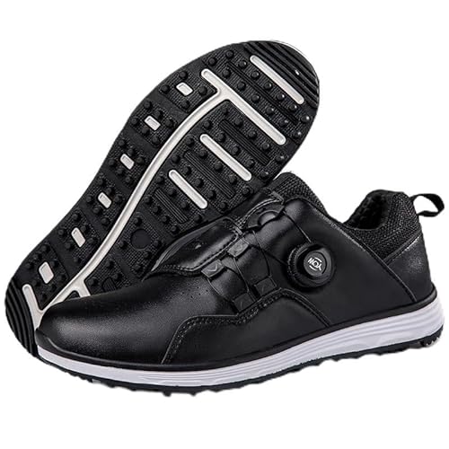 Generisch Männer Verschleißbeständigkeit Golfschuhe Drehknopf Sportschuhe Zerbrochen Nägel Rutschschutz Golfschuhe (Schwarz - X,40) von Generisch