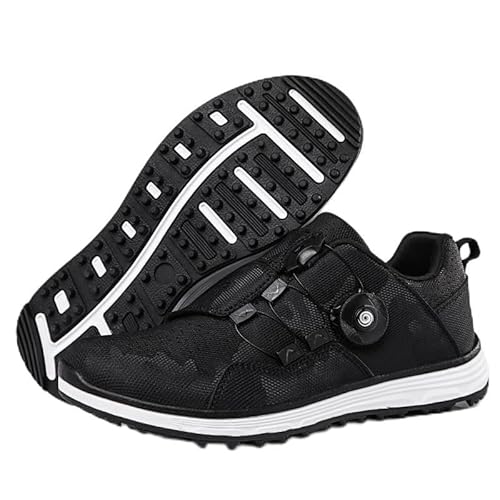 Generisch Männer Verschleißbeständigkeit Golfschuhe Drehknopf Sportschuhe Zerbrochen Nägel Rutschschutz Golfschuhe (schwarz,37) von Generisch