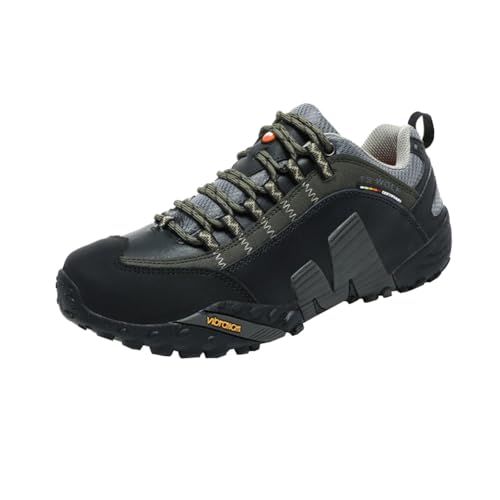 Generisch Männer Wanderschuhe aus echtem Leder atmungsaktive verschleißfeste leichte rutschfeste Outdoor Wander und Sport Reiseschuhe (grün,41) von Generisch