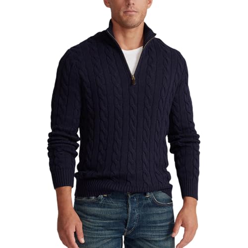 Generisch Male Strickpullover mit Reißverschluss Pullover Kragen Slim fit Zopfmuster Pullover Sweater Winterpullover Slim fit Freizeit Rollkragen Langarmshirt Generisch Male Strickpullover mit Reißverschluss Pullover Kragen Slim fit Zopfmuster Pullover Sweater Winterpullover Slim fit Freizeit Rollkragen Langarmshirt von Generisch