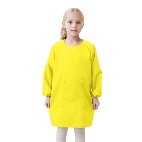 Generisch Malerkittel Kinder, Malkittel Kinder 2-12 Jahre, Malschürze, Bastelschürze mit Ärmeln und Taschen, Schürze Schule Mädchen für Basteln Malen Backen Kochen von Generisch